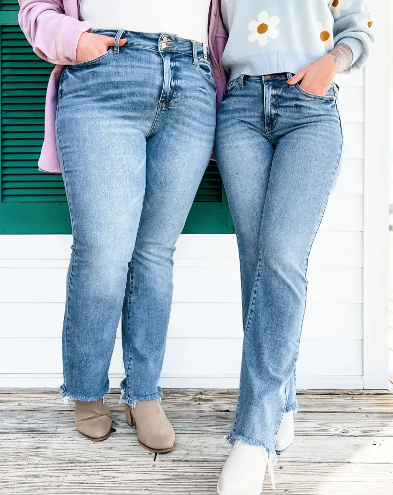 High Waist Double Button Bootcut