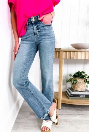 High Waist Double Button Bootcut