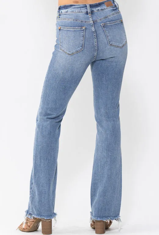High Waist Double Button Bootcut