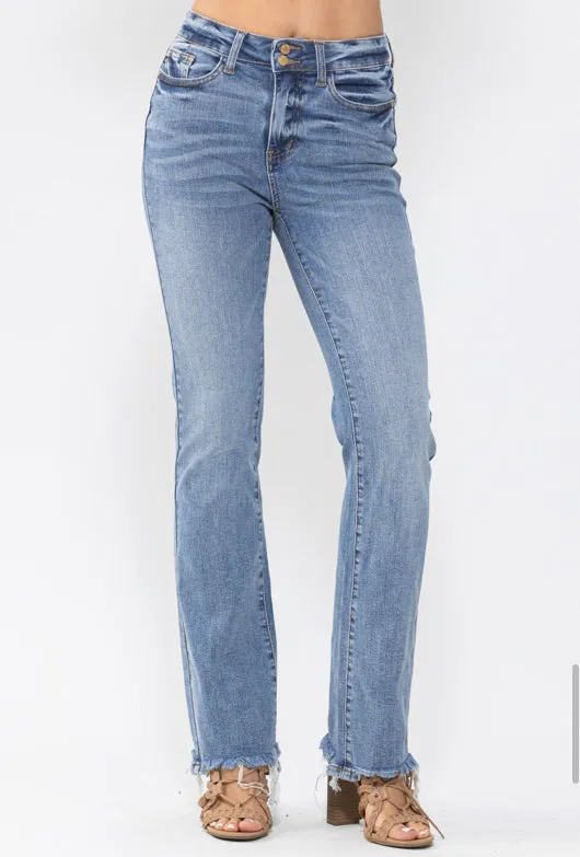 High Waist Double Button Bootcut