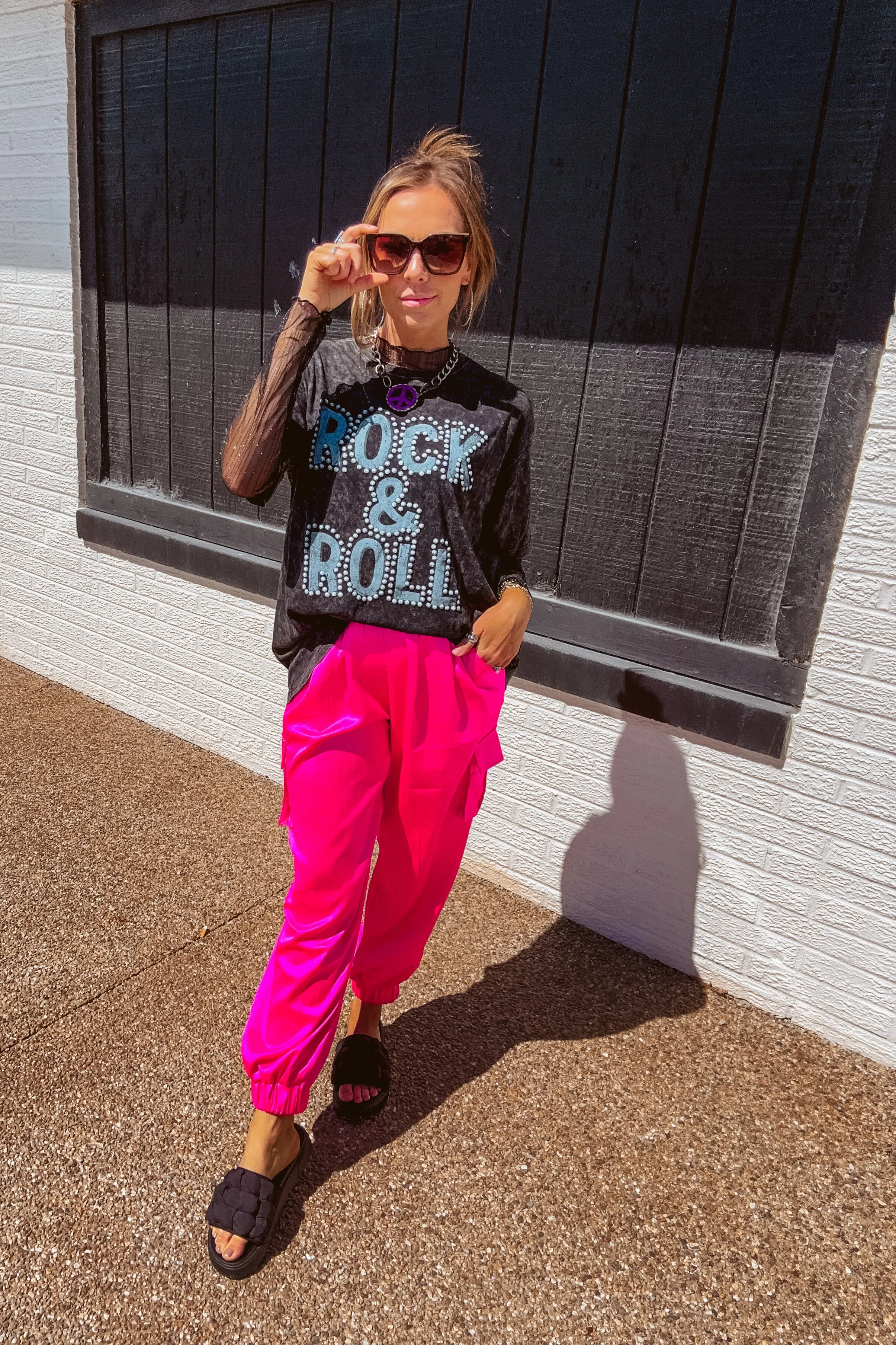 Hot Pink Satin Jogger Pants