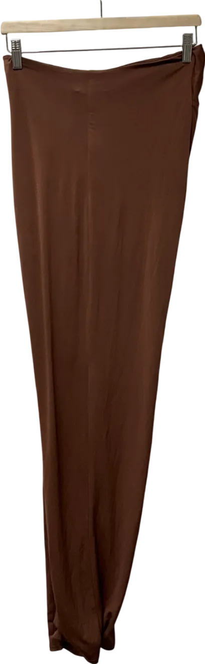 House of CB Brown Imogen Chocolate Jersey Twist Front Maxi Skirt UK S