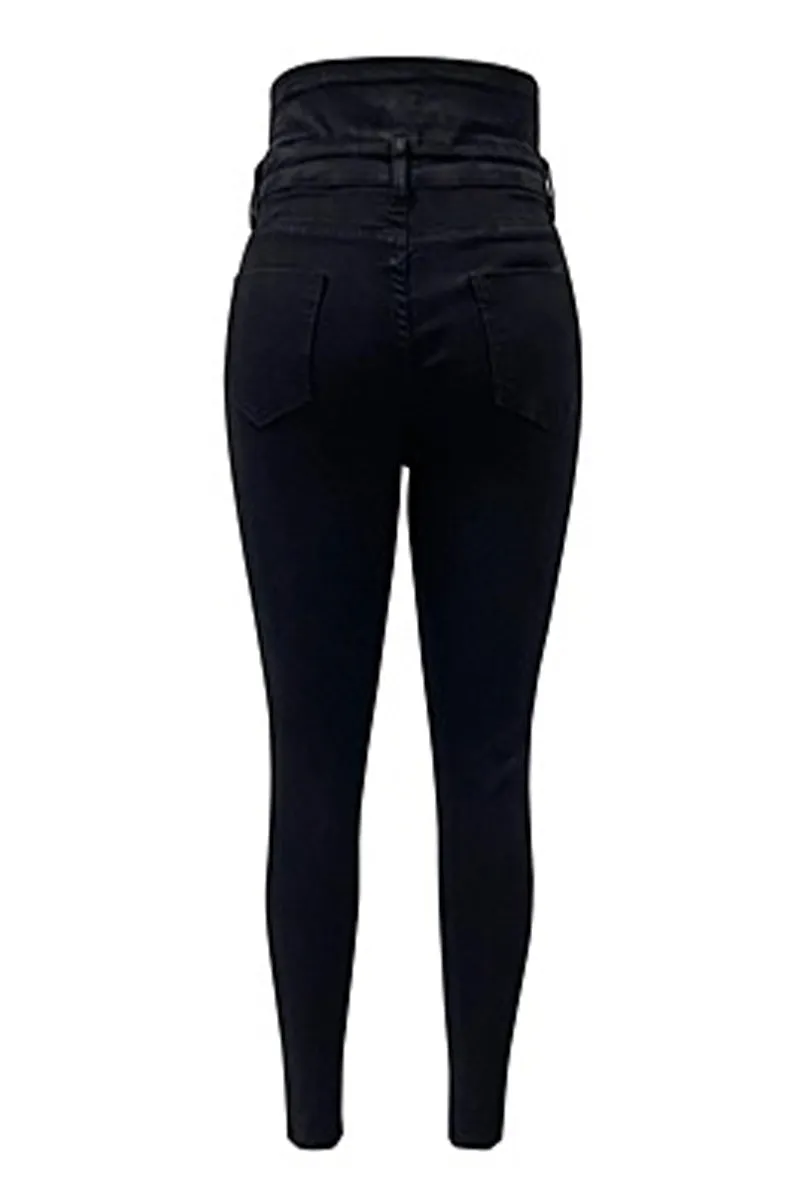 HPZ1079 Super High-Waist Button Fly Skinny Jeans Pant