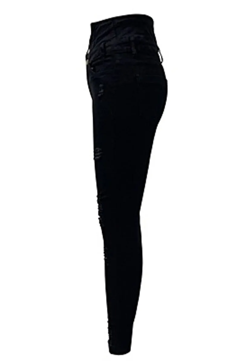 HPZ1079 Super High-Waist Button Fly Skinny Jeans Pant