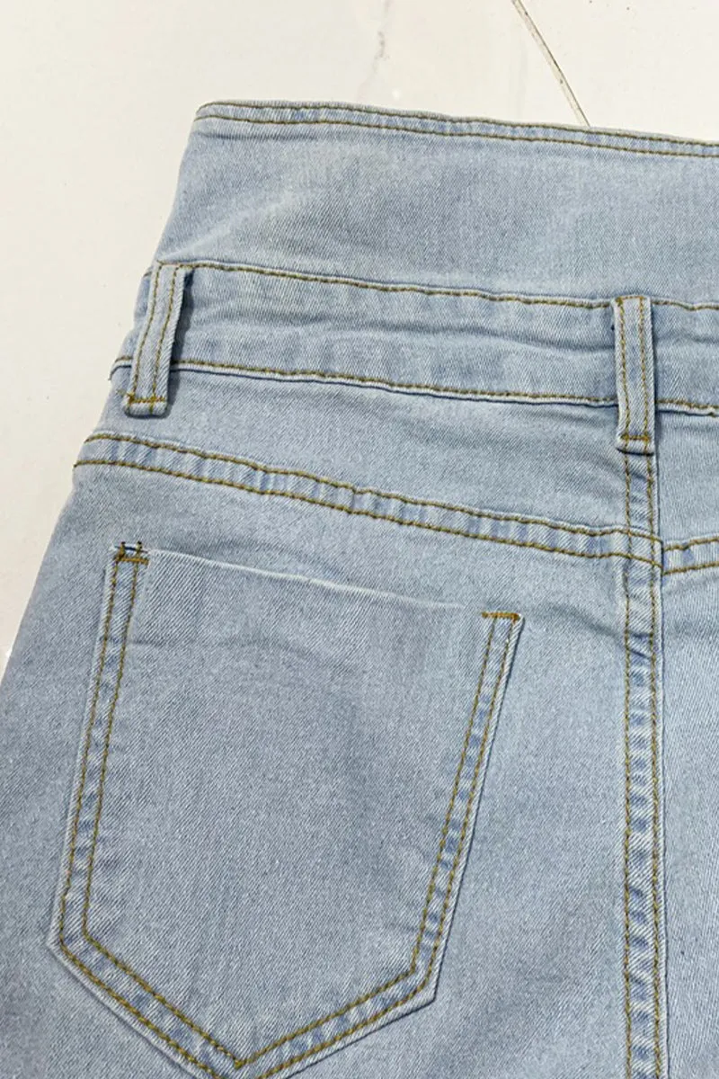 HPZ1079 Super High-Waist Button Fly Skinny Jeans Pant