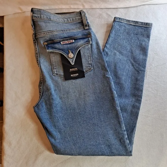 Hudson Jeans Barbara High-Waist Super-Skinny Blue Jeans Women's Size 31