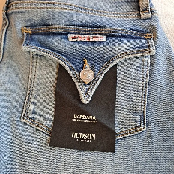 Hudson Jeans Barbara High-Waist Super-Skinny Blue Jeans Women's Size 31