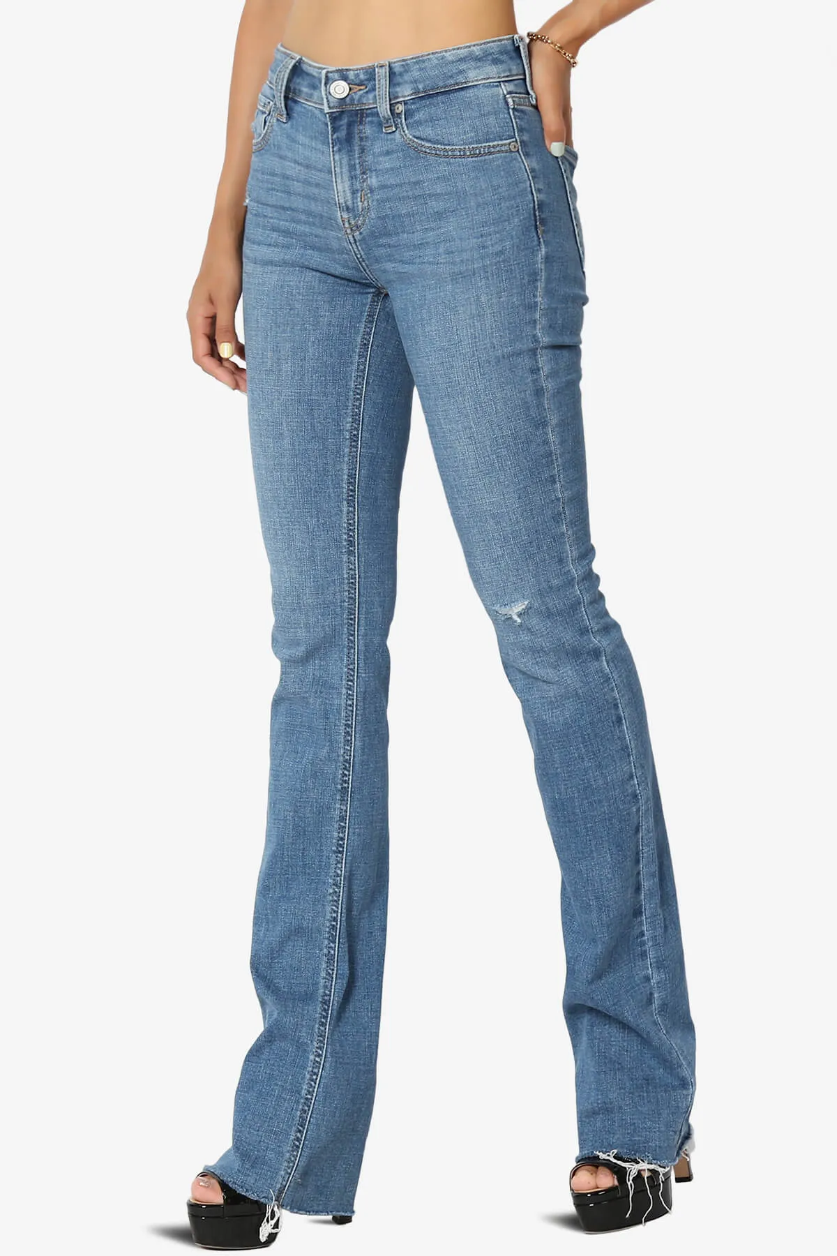 Imogen Mid Rise Bootcut Jeans in Goner Med