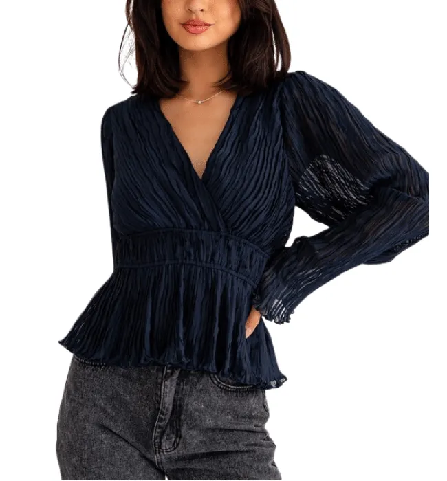 India Textured Peplum Blouse
