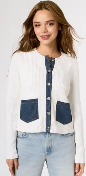 J SOCIETY-2 Pocket Cardigan White