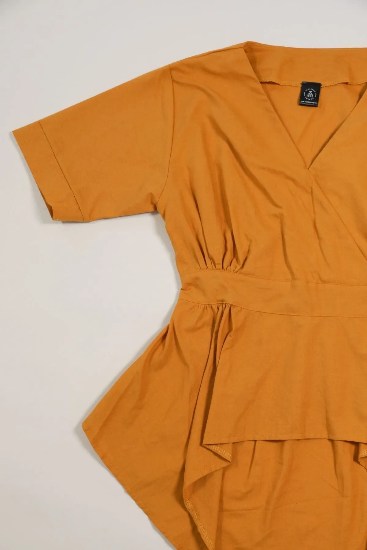 JACKIE V-neck Peplum Top (Mustard Yellow)