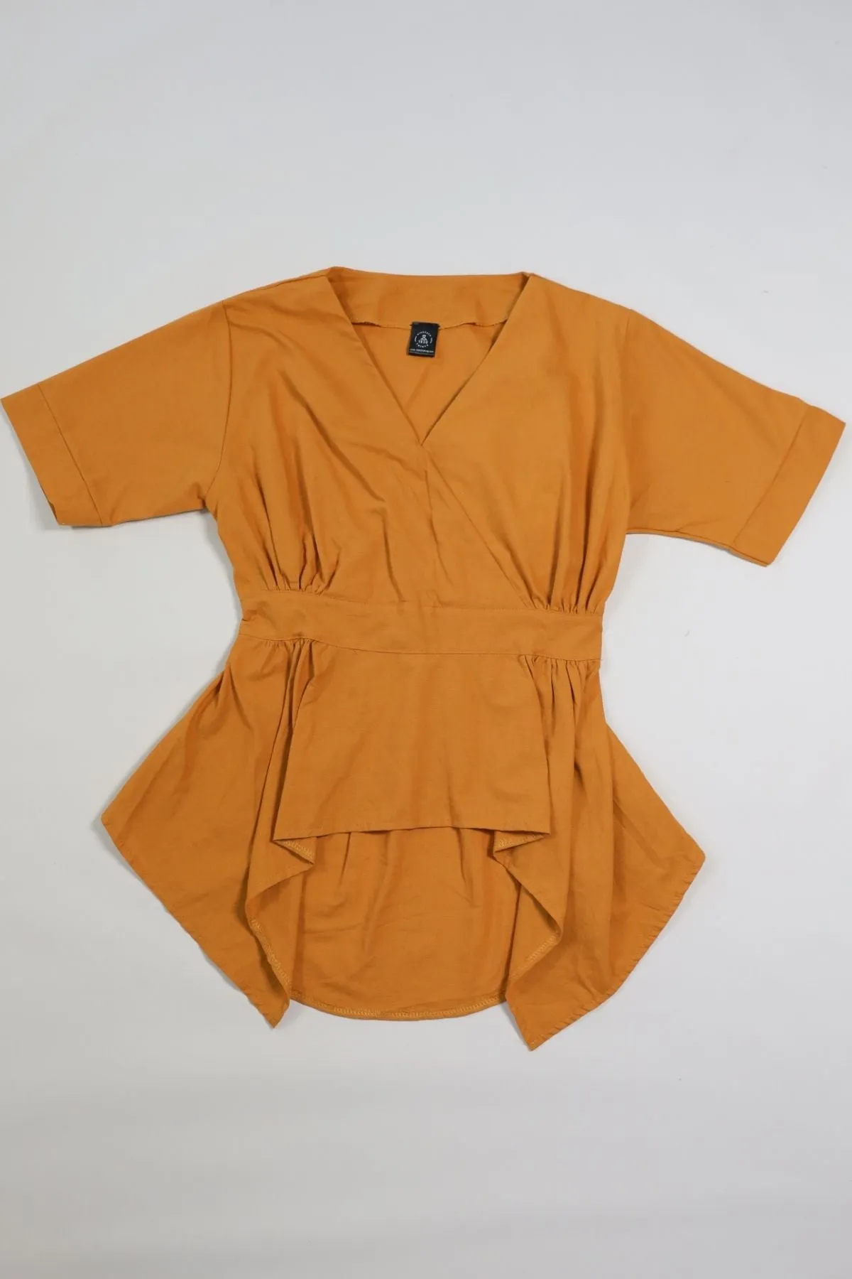 JACKIE V-neck Peplum Top (Mustard Yellow)