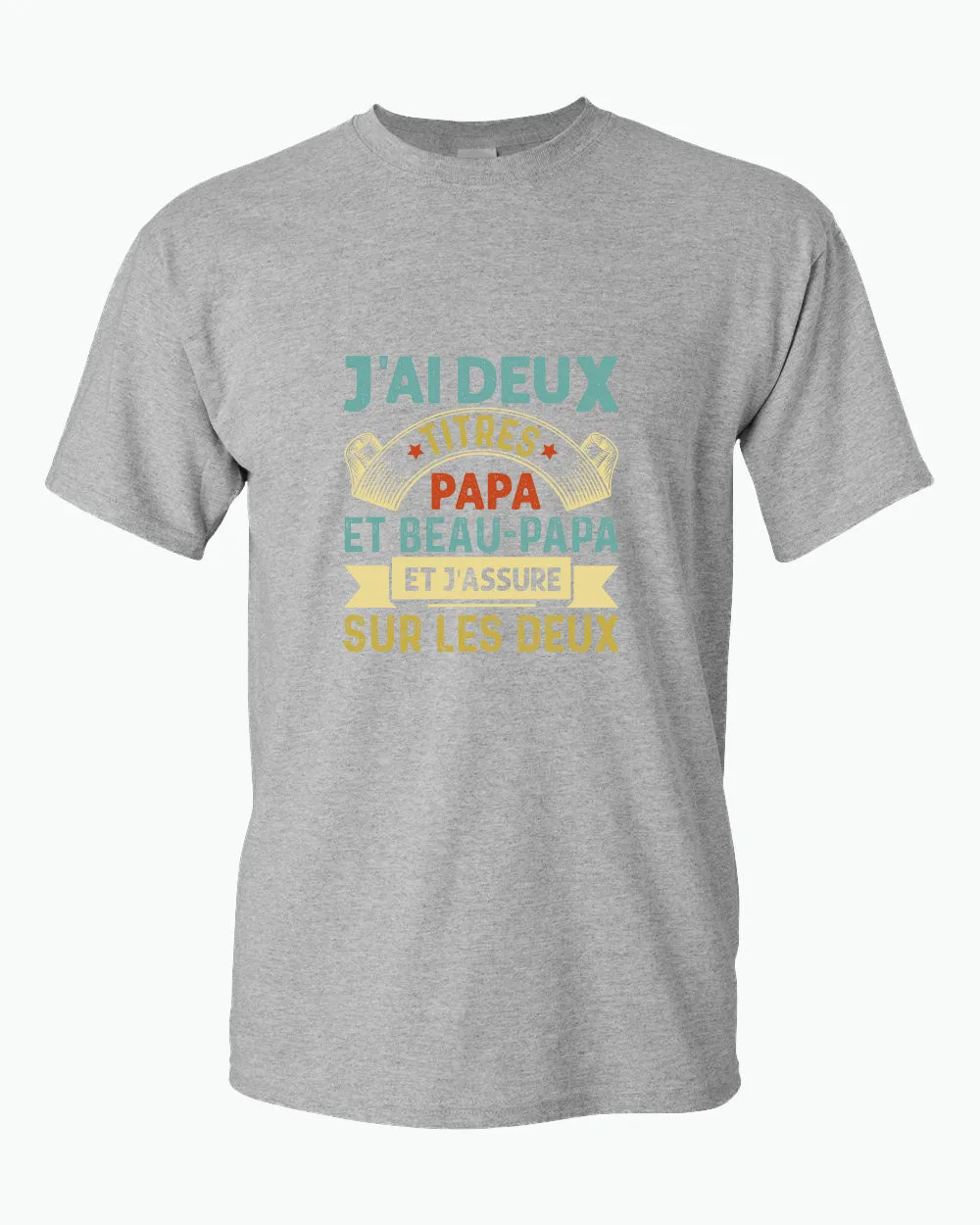J'ai deux titres papa et beau-papa t-shirt, french dad tees
