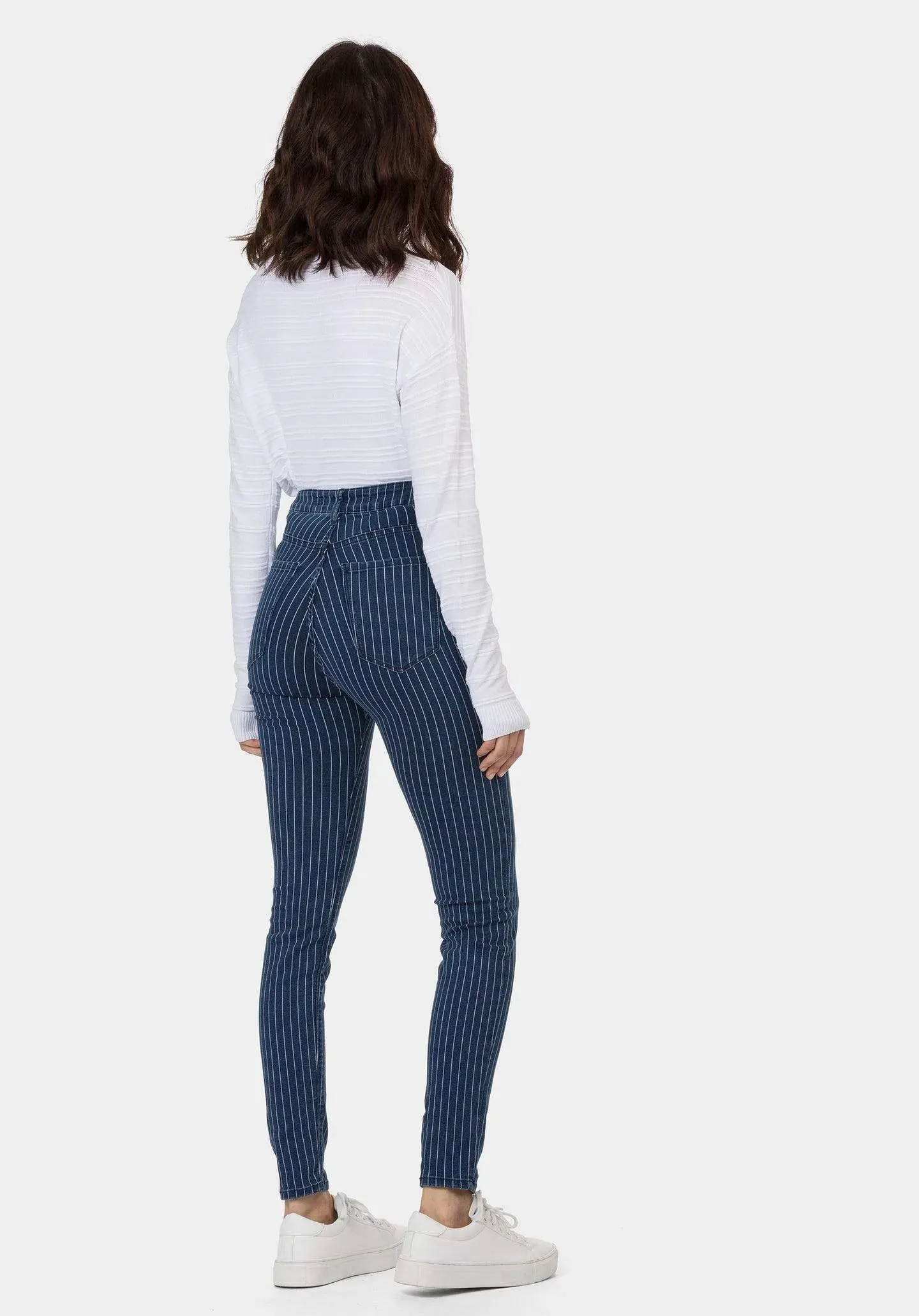 Jeans Jessie 16 Skinny Tiro Alto Rayas