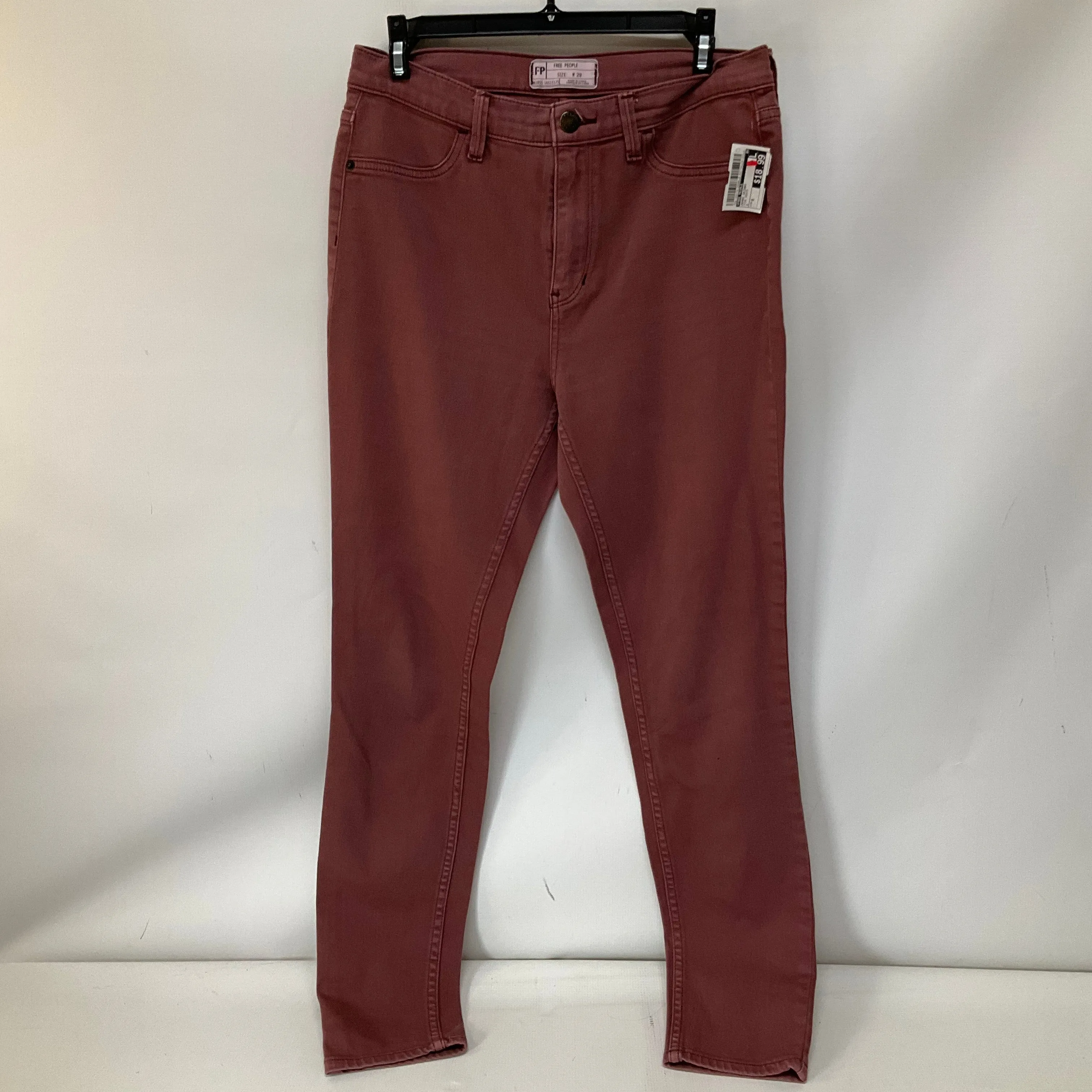 Jeans Skinny By Free People In Pink Denim, Size: 8