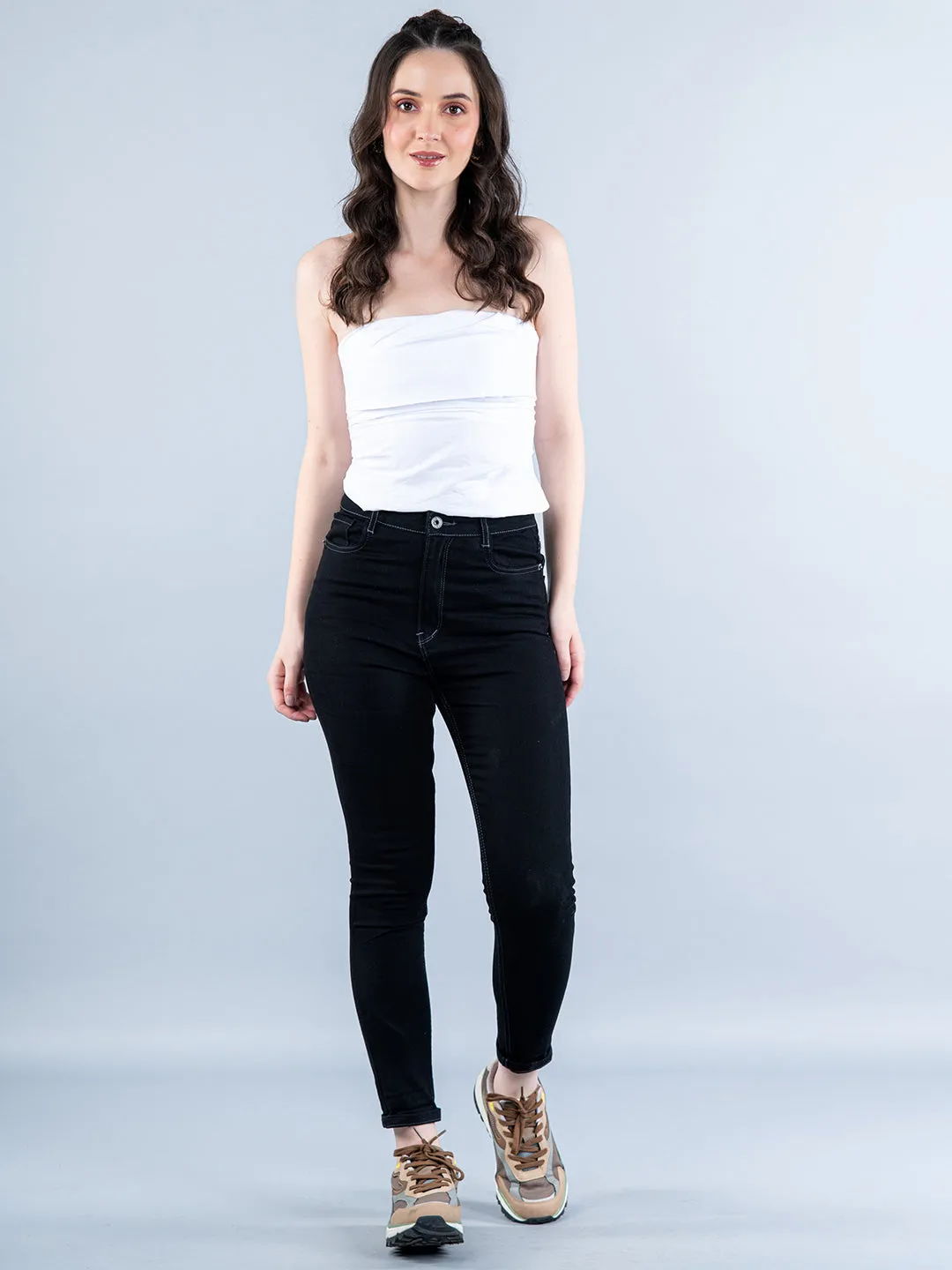 Jet Black Skinny Fit Jeans For Women