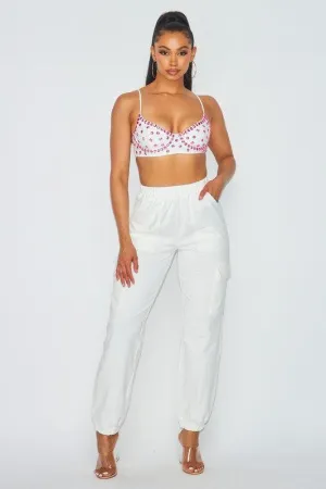 JEWEL BRA TOP AND CARGO SWEAT PANT