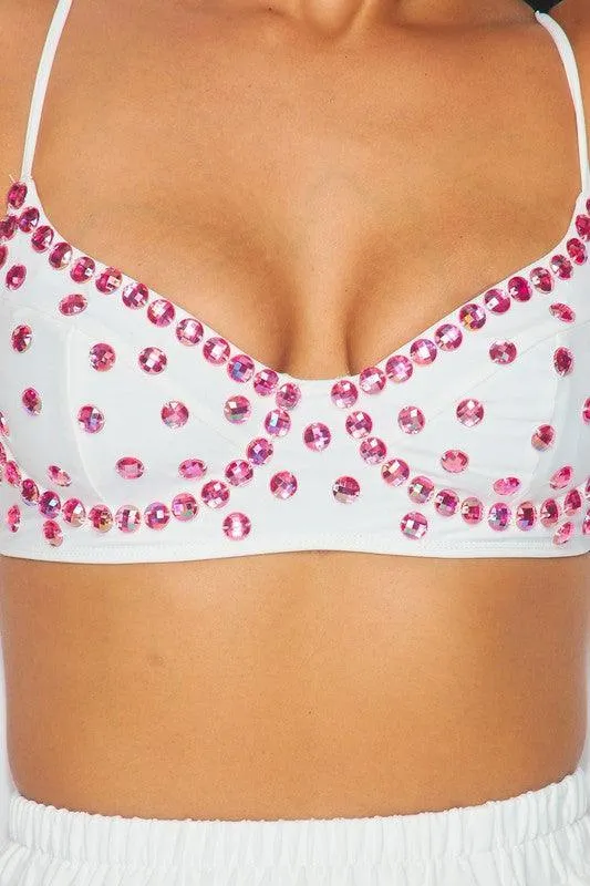 JEWEL BRA TOP AND CARGO SWEAT PANT