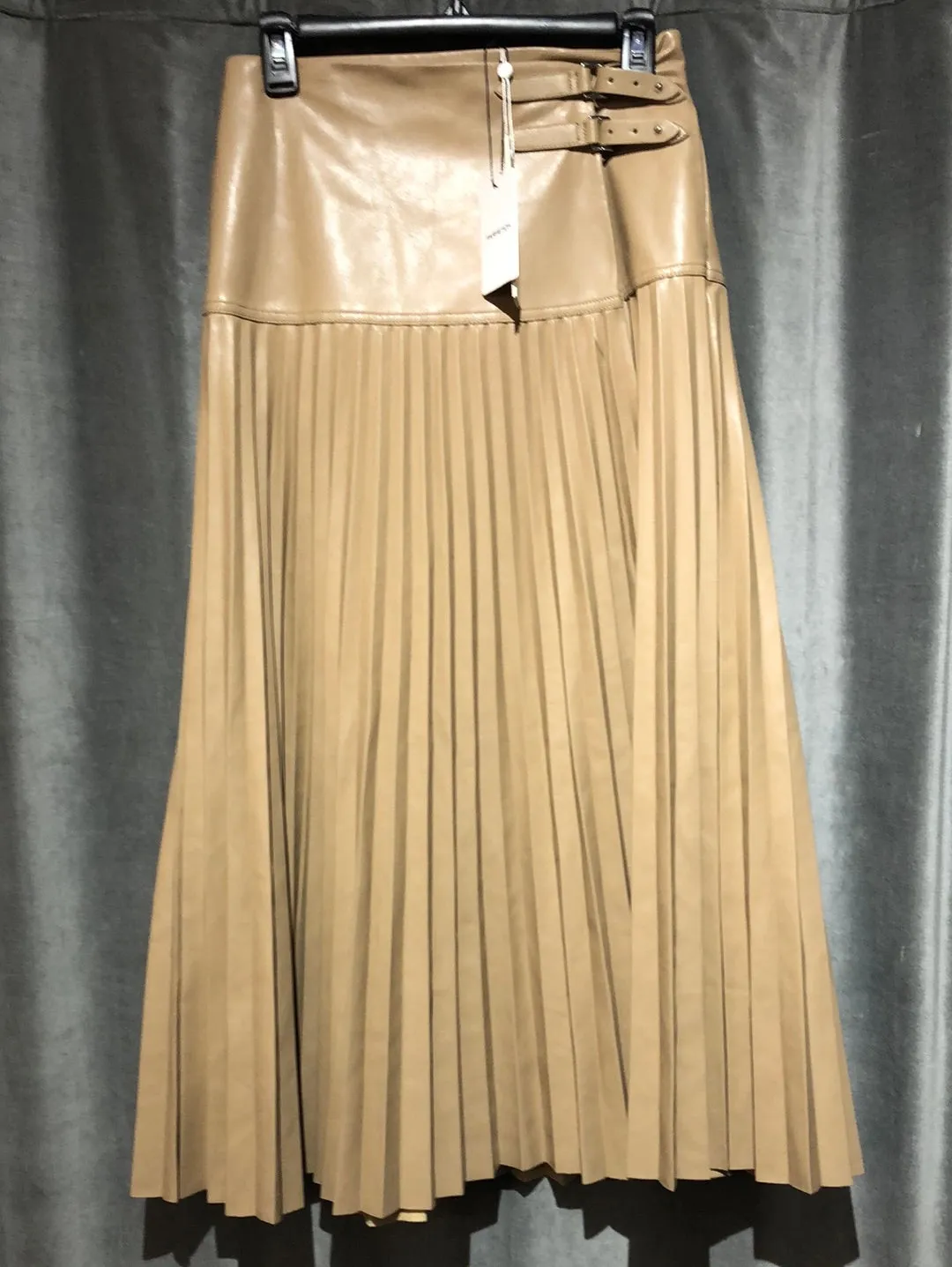 Jonathan Simkhai Faux Leather Pleated Wrap skirt