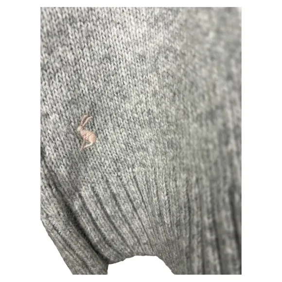 Joules Penny Statement Floral Embroidered Jumper Sweater Gray Marled Size 10