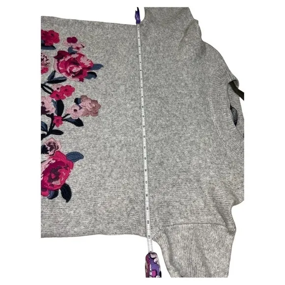 Joules Penny Statement Floral Embroidered Jumper Sweater Gray Marled Size 10