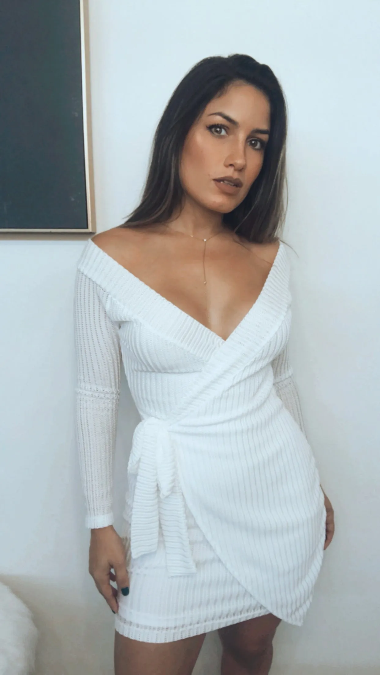 Joy and Wonder White Wrap Bodycon Dress
