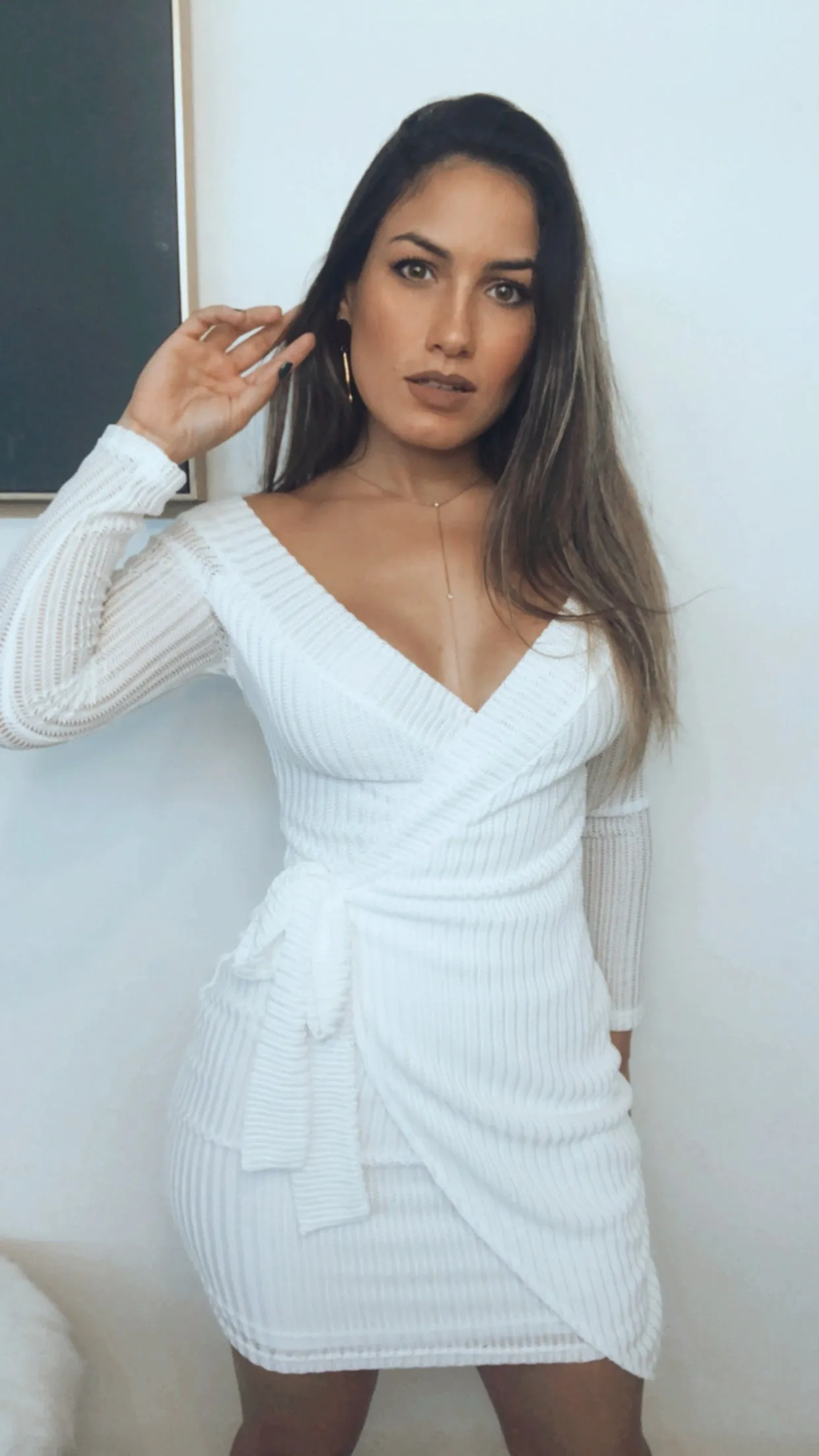Joy and Wonder White Wrap Bodycon Dress