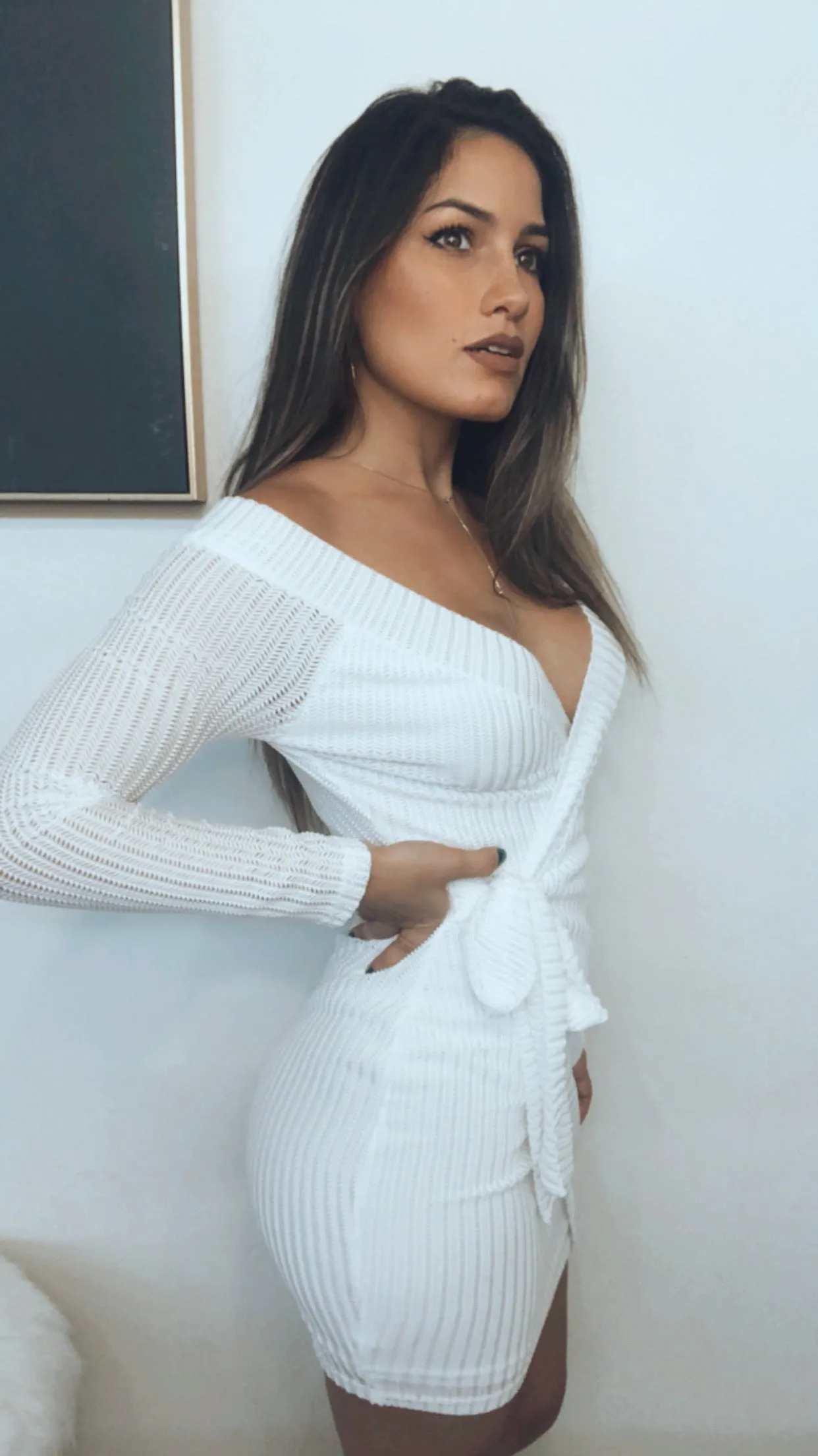Joy and Wonder White Wrap Bodycon Dress