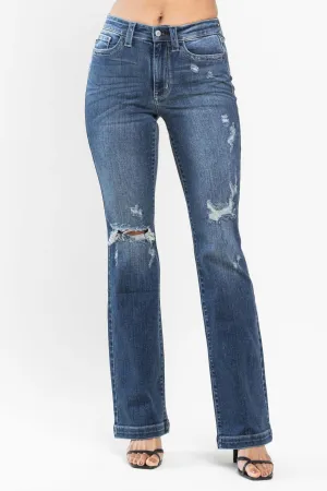 Judy Blue Mid Rise Destroyed Dark Bootcut Jeans