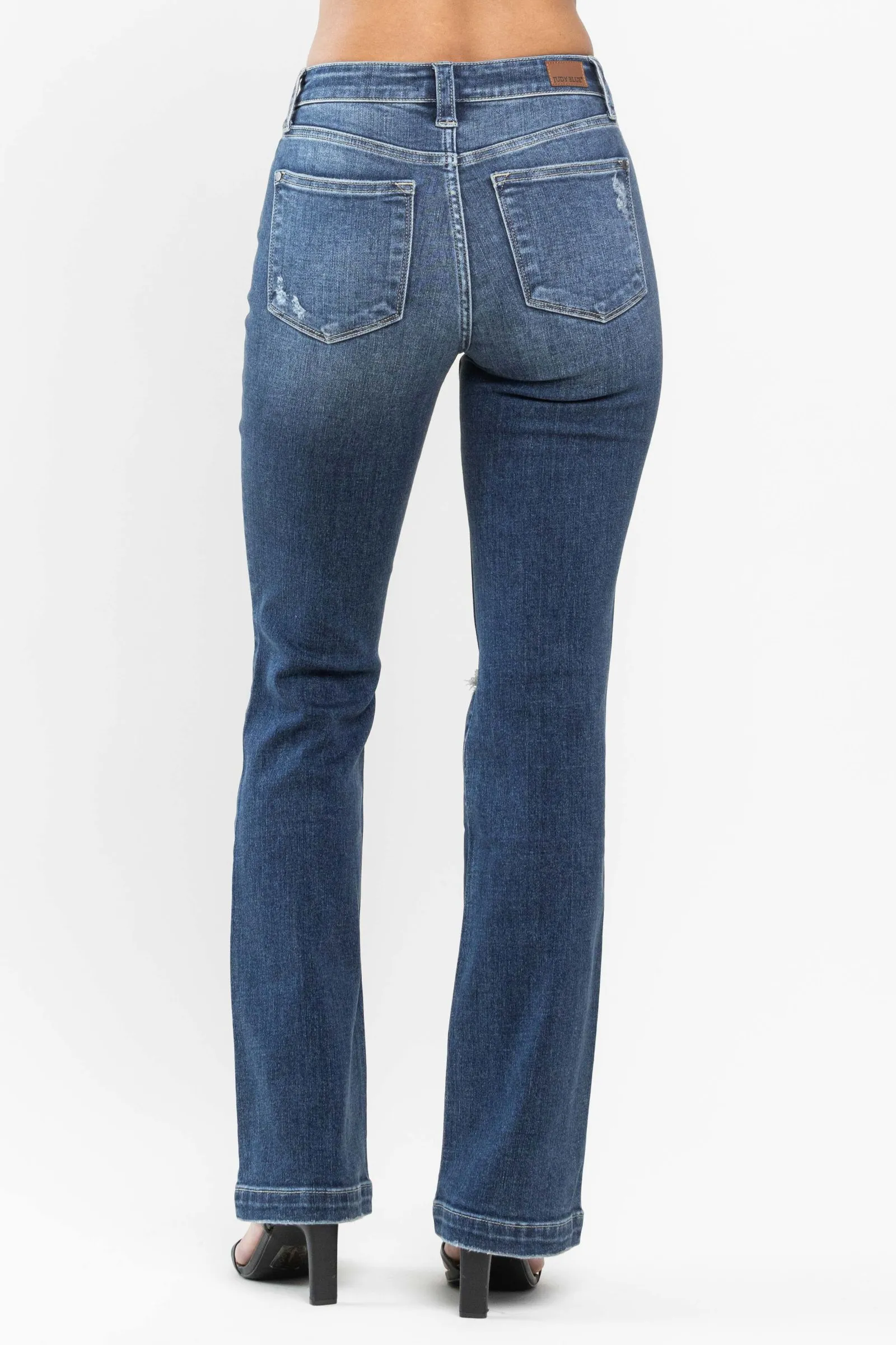 Judy Blue Mid Rise Destroyed Dark Bootcut Jeans