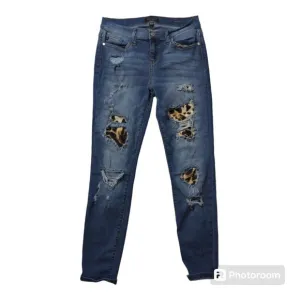 Judy Blue Women’s Jeans Leopard Print Patches Skinny Fit  Sz 9/29