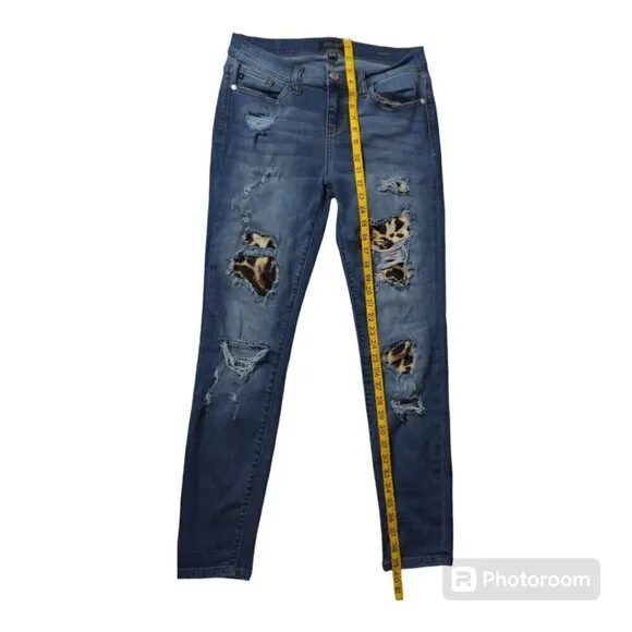 Judy Blue Women’s Jeans Leopard Print Patches Skinny Fit  Sz 9/29