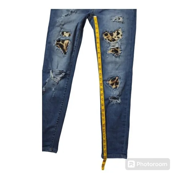 Judy Blue Women’s Jeans Leopard Print Patches Skinny Fit  Sz 9/29