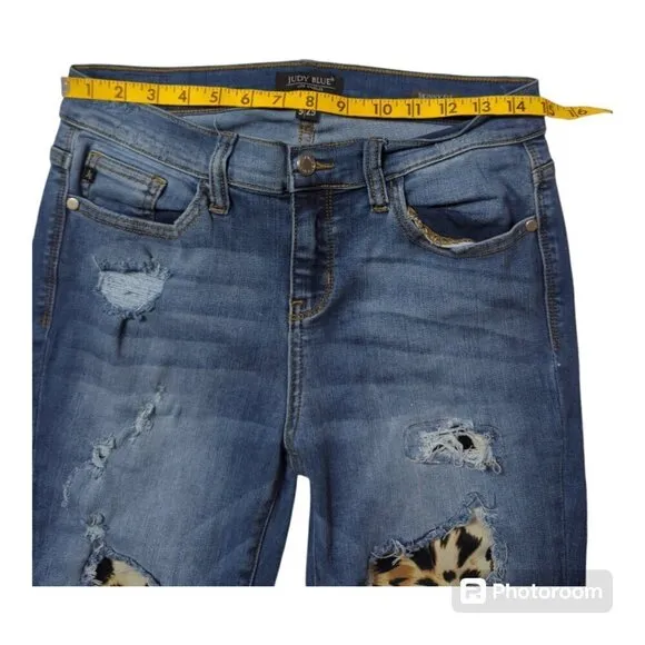 Judy Blue Women’s Jeans Leopard Print Patches Skinny Fit  Sz 9/29