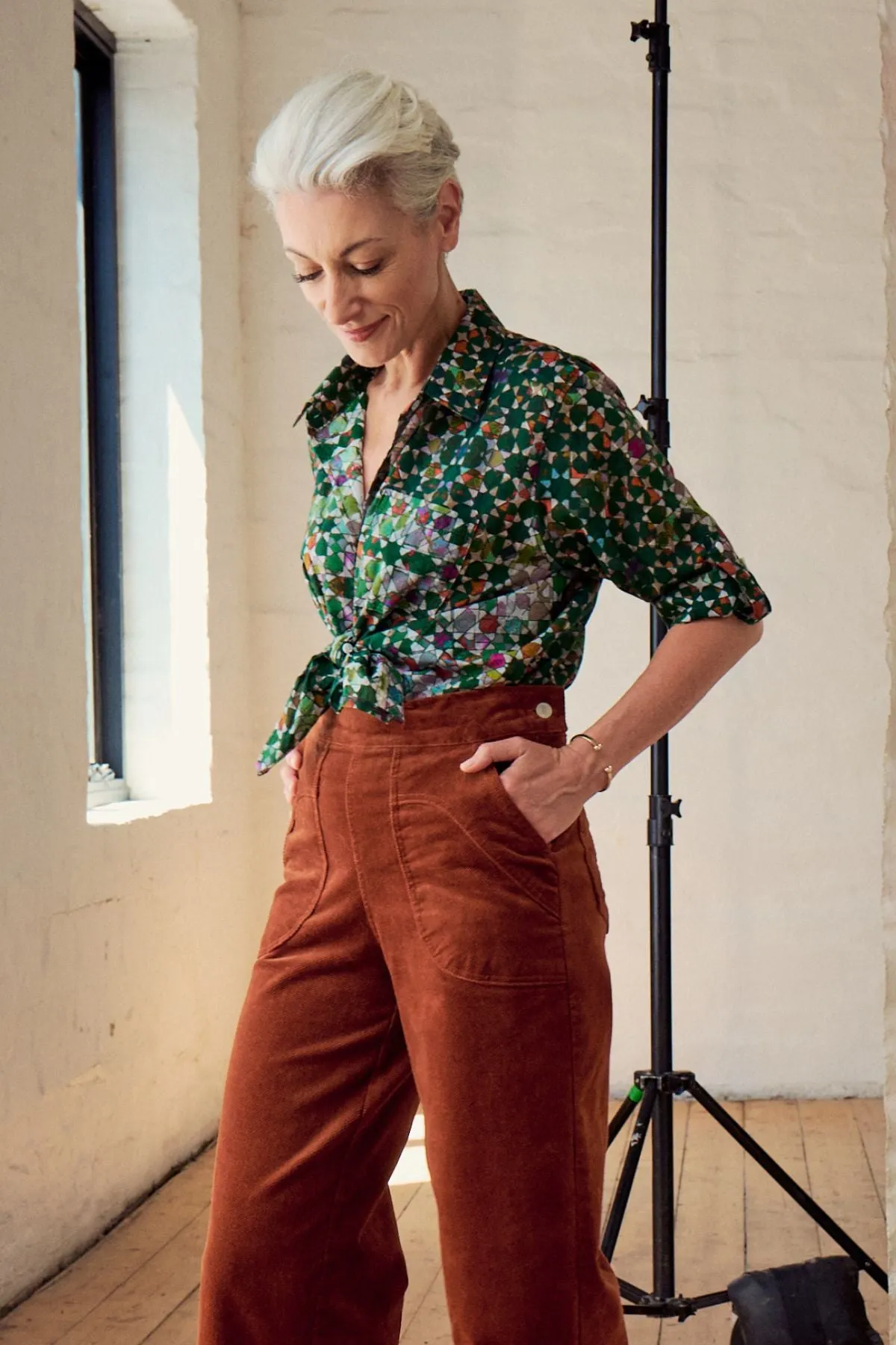 Kaleidoscope Shirt Green in Cotton Voile | Pre-Order
