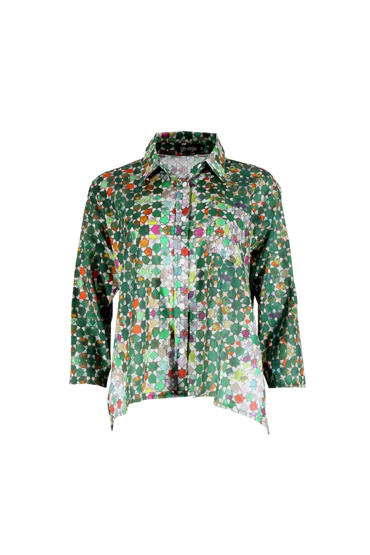 Kaleidoscope Shirt Green in Cotton Voile | Pre-Order