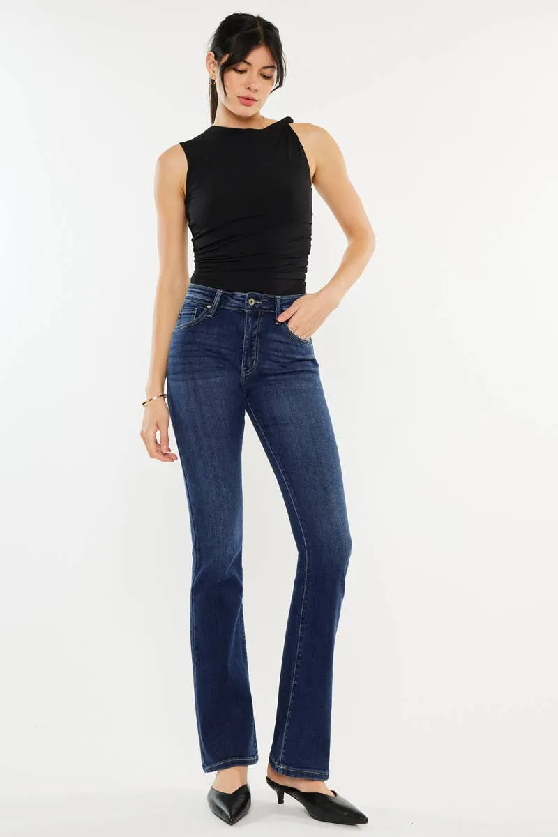 Kan Can dark blue high rise bootcut jeans