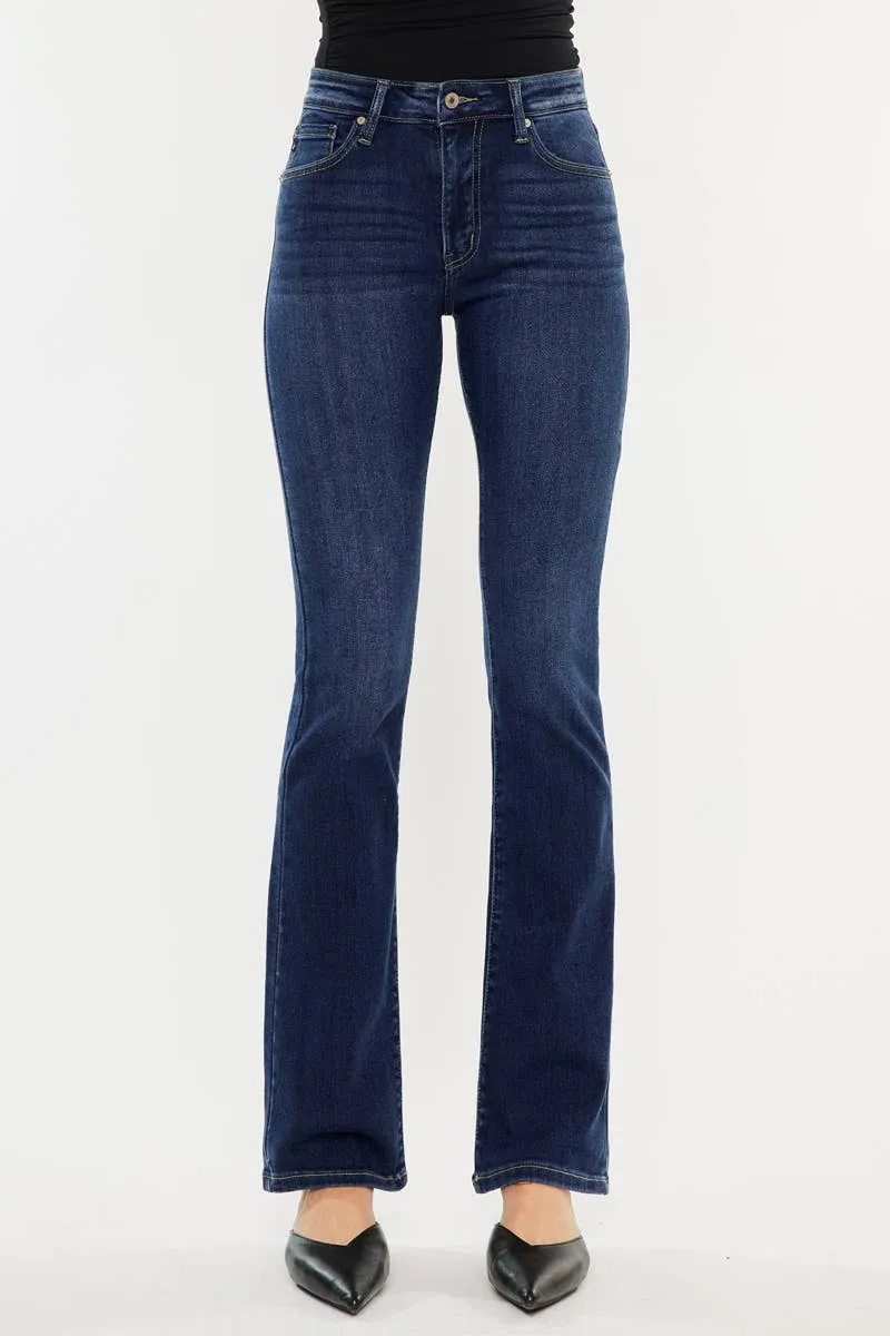 Kan Can dark blue high rise bootcut jeans