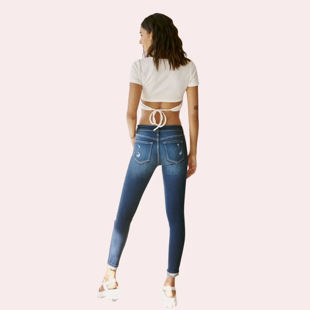 Kancan mid rise cuffed ankle jeans