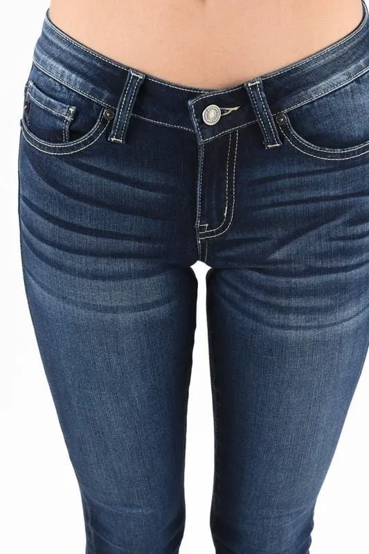 KanCan Mid-Rise Skinny Jeans with Ankle Zipper & Fringe Hem