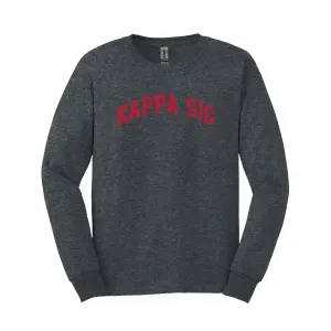 Kappa Sig Dark Heather Long Sleeve Tee with Sewn On Letters