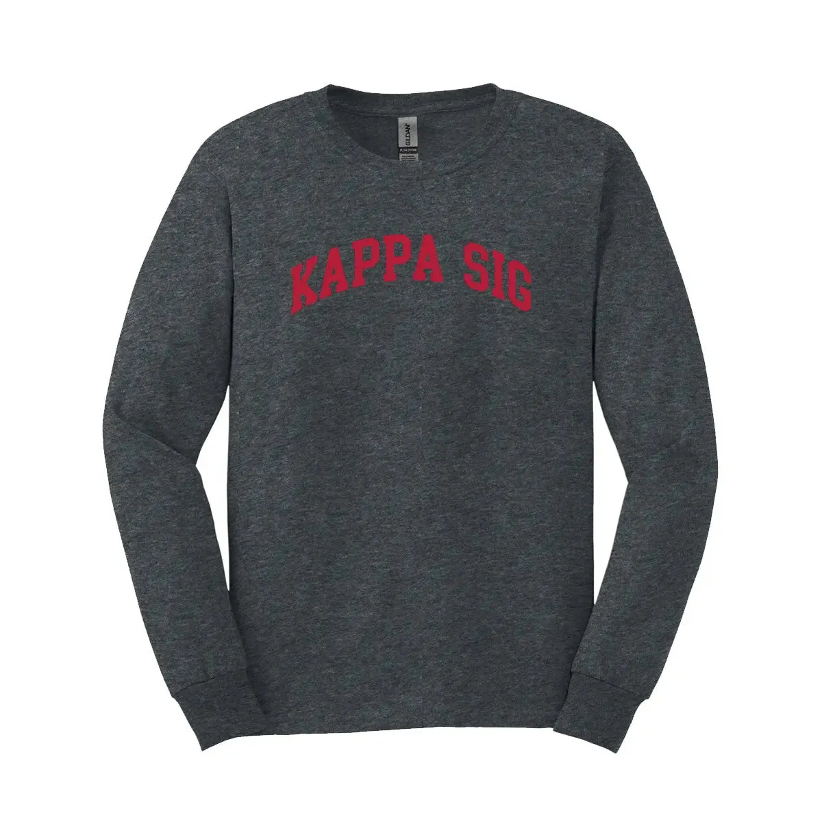 Kappa Sig Dark Heather Long Sleeve Tee with Sewn On Letters
