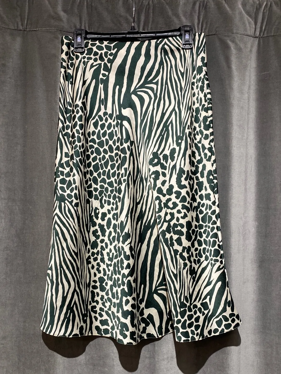Karen Millen Green and Ivory Midi Slip Skirt