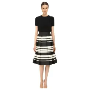 KATE SPADE CAPE STRIPE ORGANZA SKIRT, rose-colored glasses BLACK/CRM SZ 6 NWT
