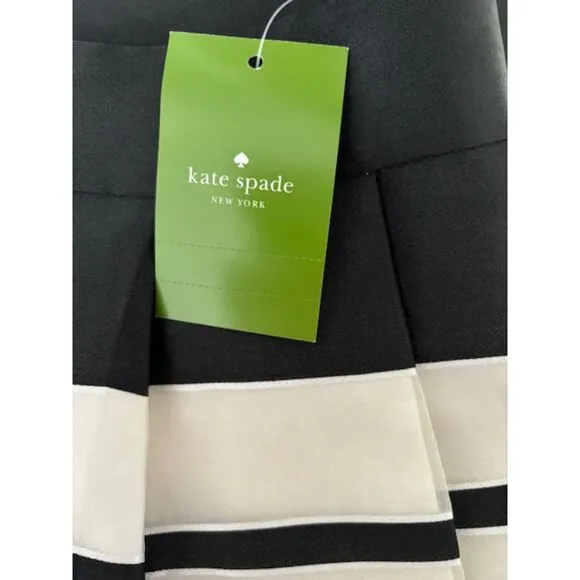 KATE SPADE CAPE STRIPE ORGANZA SKIRT, rose-colored glasses BLACK/CRM SZ 6 NWT