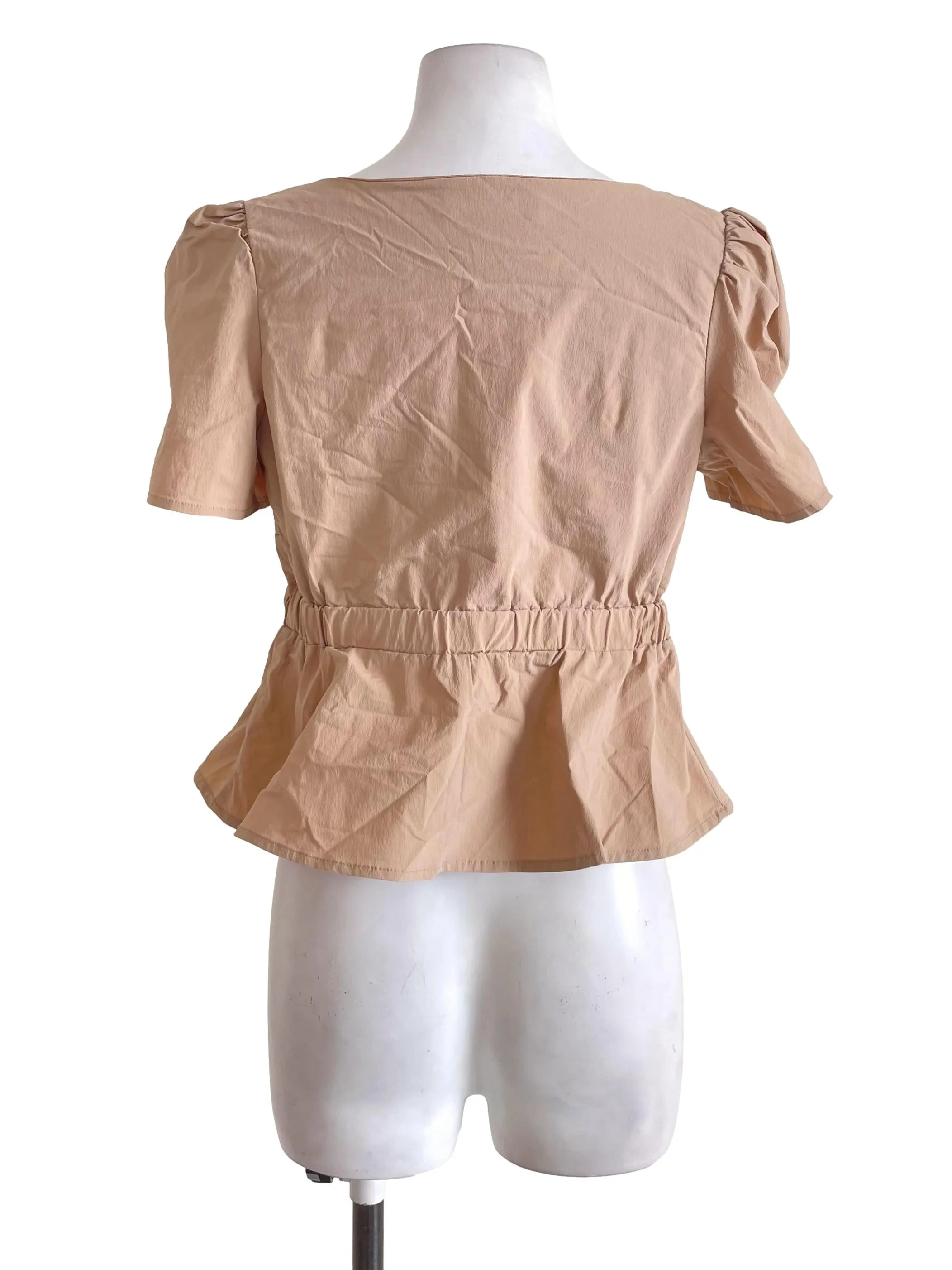 Khaki Brown Peplum Top