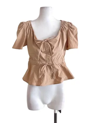 Khaki Brown Peplum Top