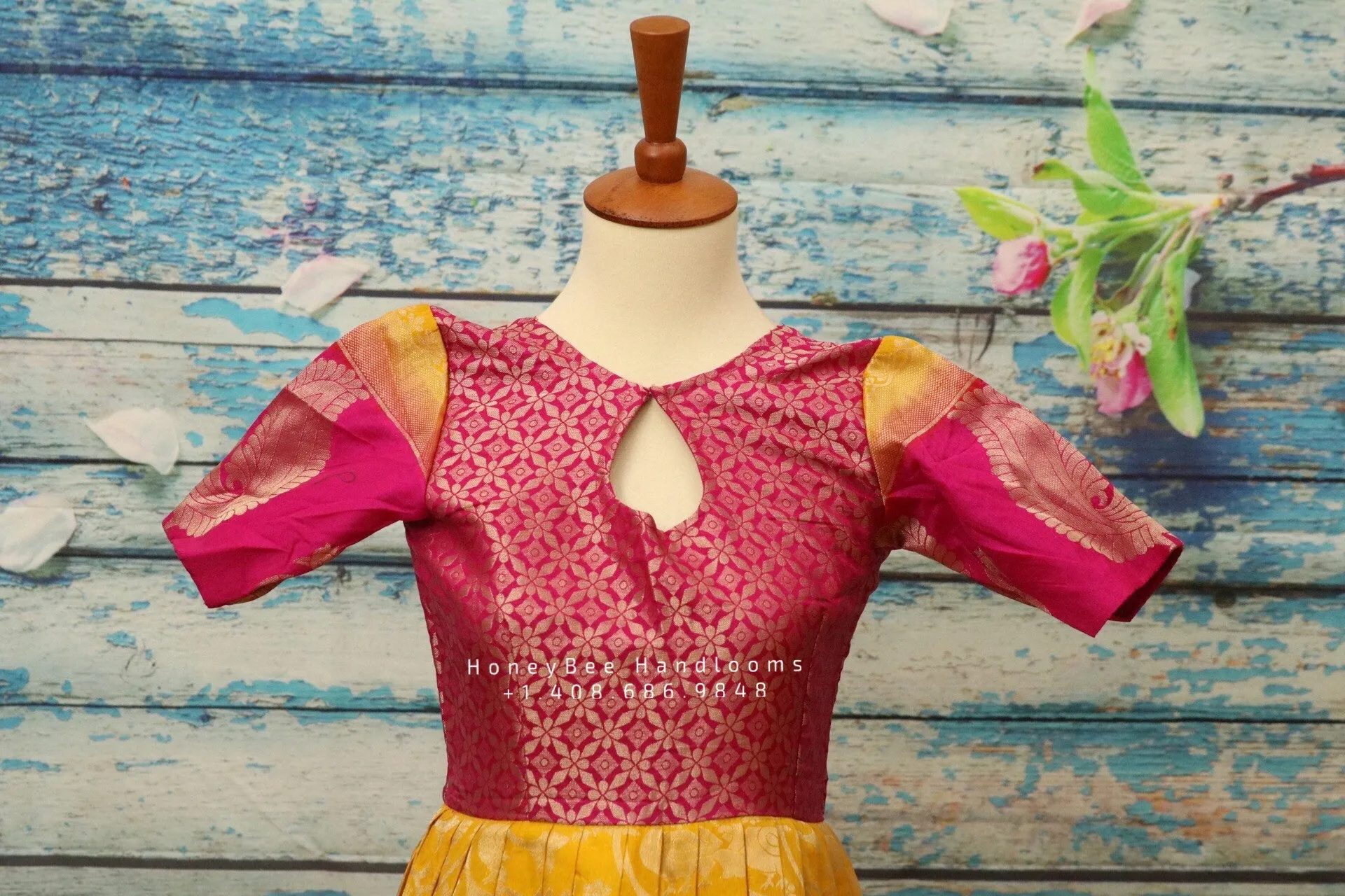 Kids gown,banaras kids dress, kids frock,Diwali dress kids,benaras fabric dress for kids,kids patty dress,kids pink yellow dress