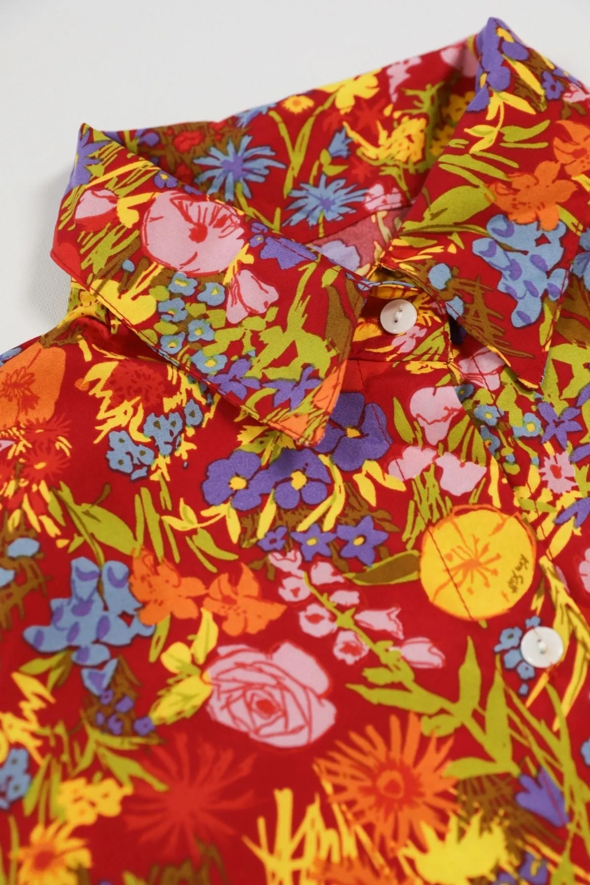 KIMBERLY Floral Button-down Shirt (Red)