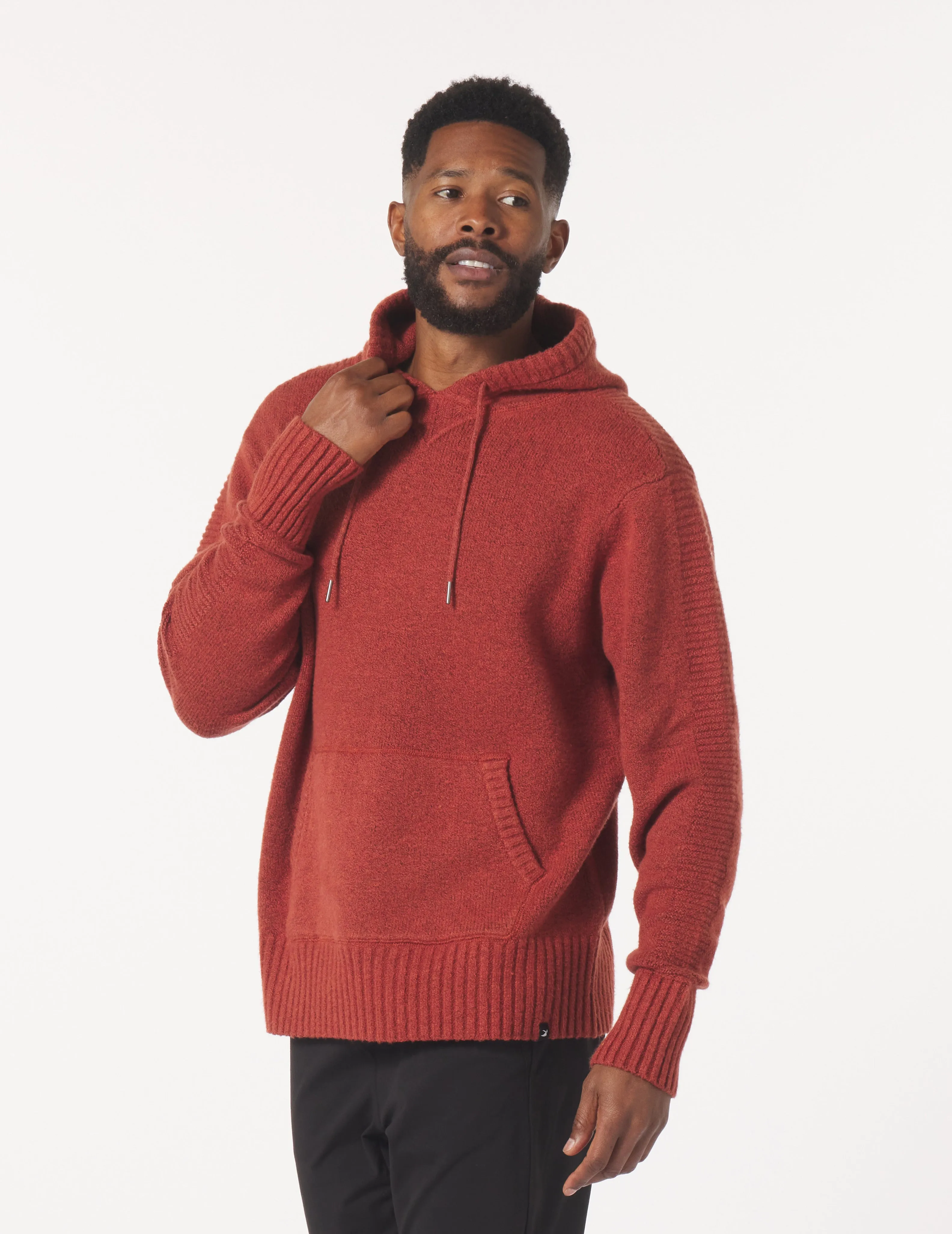 Knit Up Hoodie: Brick Red